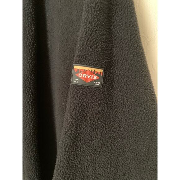 Orvis Men's Fleece Jacket Full Zip Size XXL Black Long Sleeve Deep Pile - Picture 6 of 7